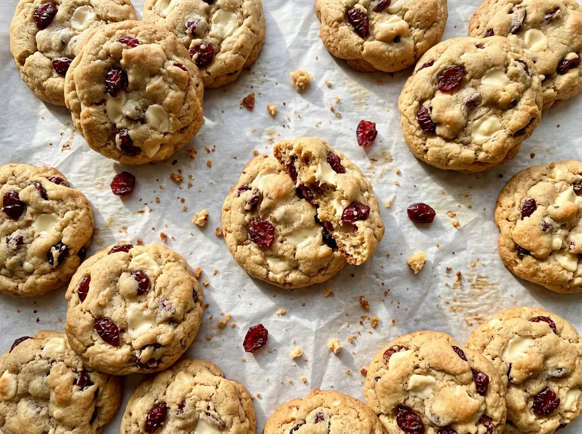 Fresh Cranberry White Chocolate Cookies, golden crisp edges