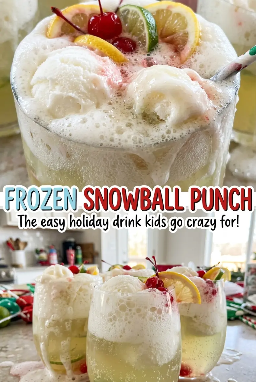Frozen Snowball Punch sparkling fruit sherbet