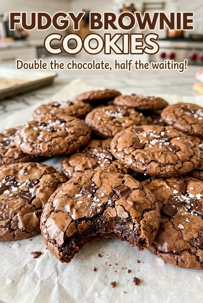 Fudgy Brownie Cookies with soft chocolate centers