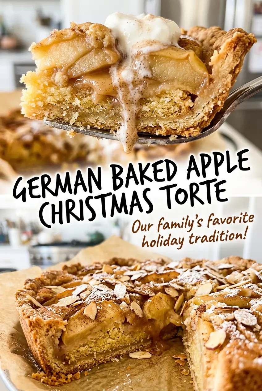 German Baked Apple Christmas Torte with spiced apple filling
