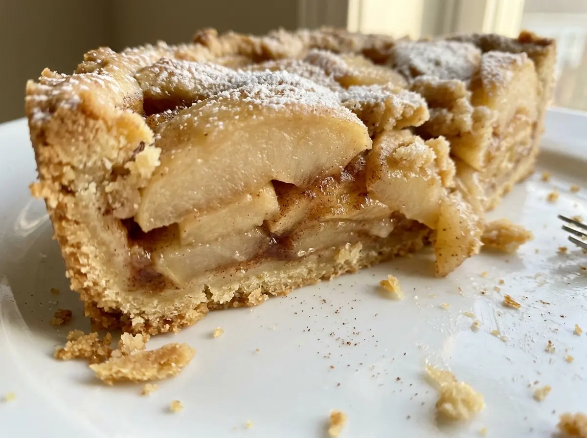 German Baked Apple Christmas Torte with golden almond top