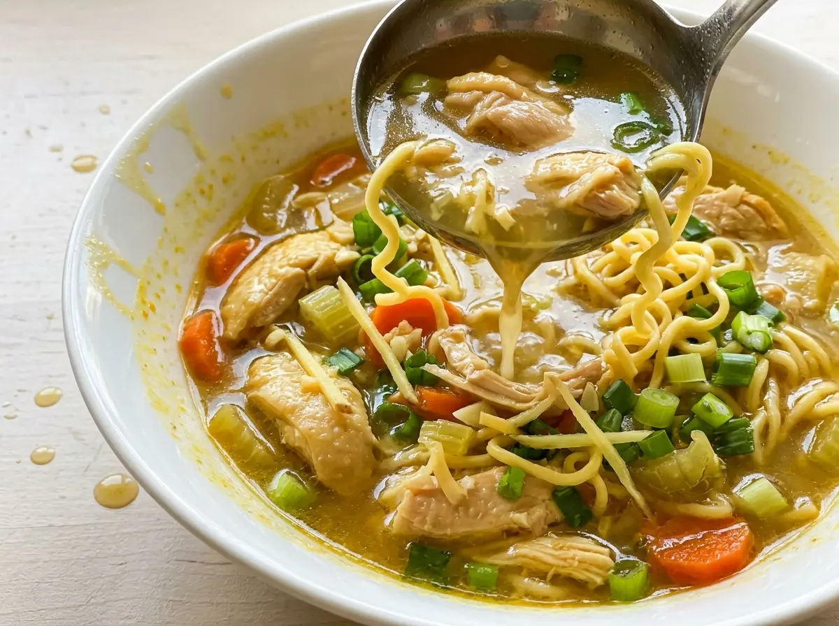 Ginger Garlic Chicken Noodle Soup cozy savory bowl