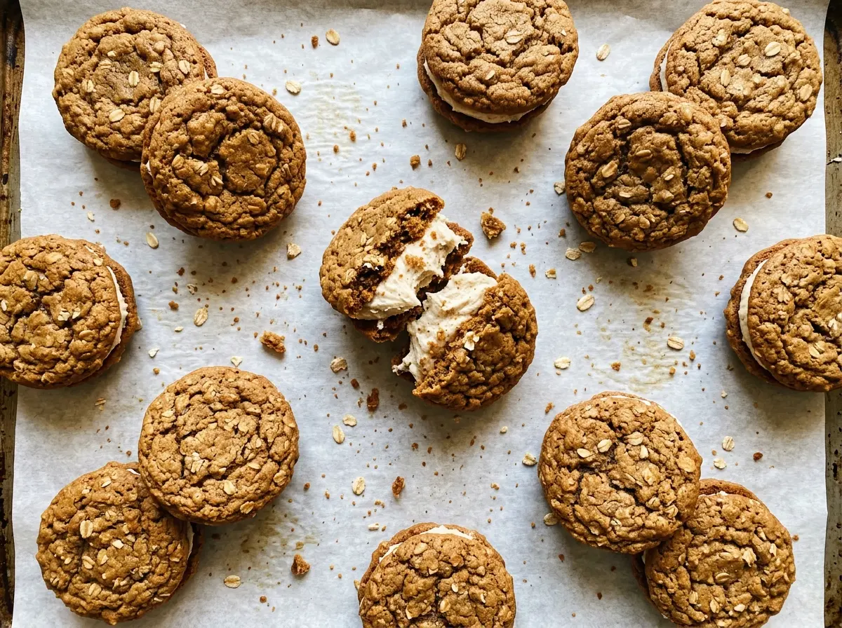 Gingerbread Oatmeal Cream Pies soft spiced cookies