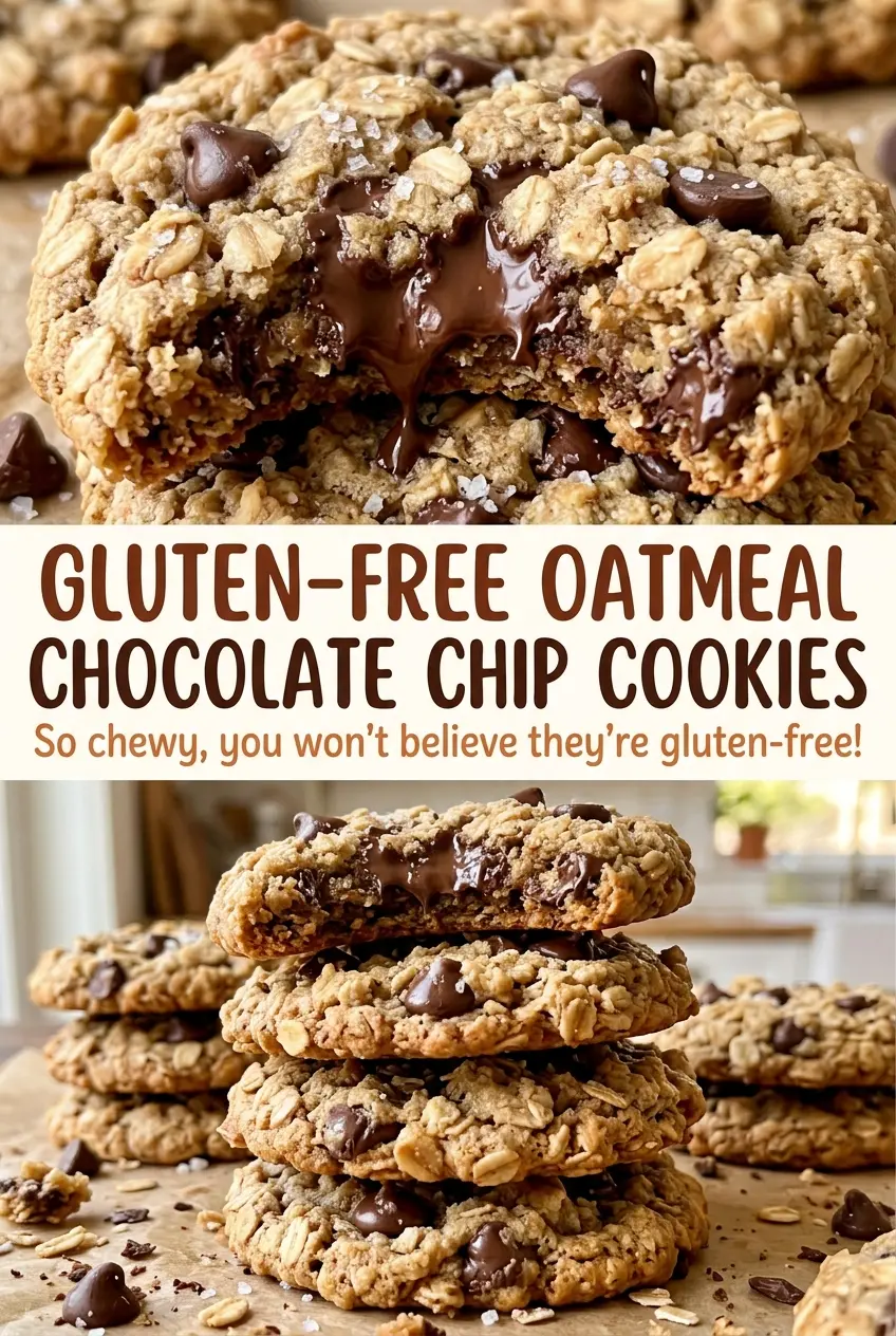 Gluten Free Oatmeal Chocolate Chip Cookies chewy golden