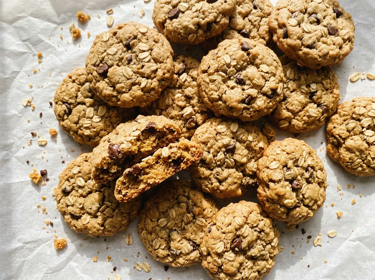 Gluten Free Oatmeal Chocolate Chip Cookies chewy golden