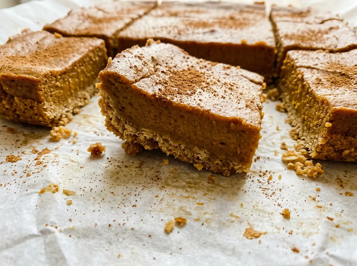 Gluten Free Pumpkin Pie Bars with golden crust, spiced filling