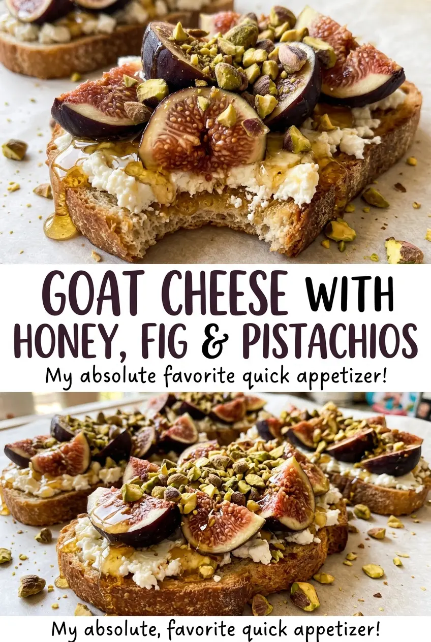 Goat Cheese with Honey Fig and Pistachios with fresh figs and chopped pistachios