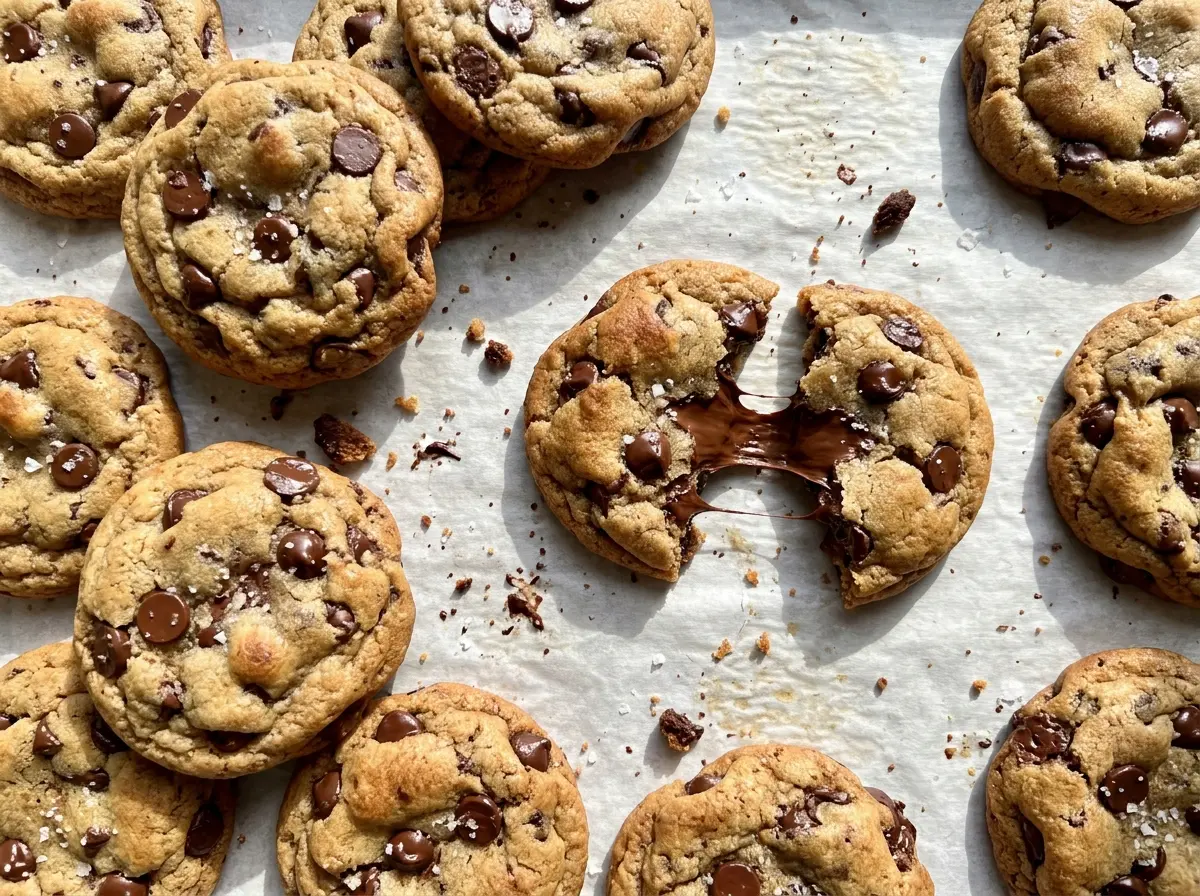 Gooey Chocolate Chip Cookies soft centers