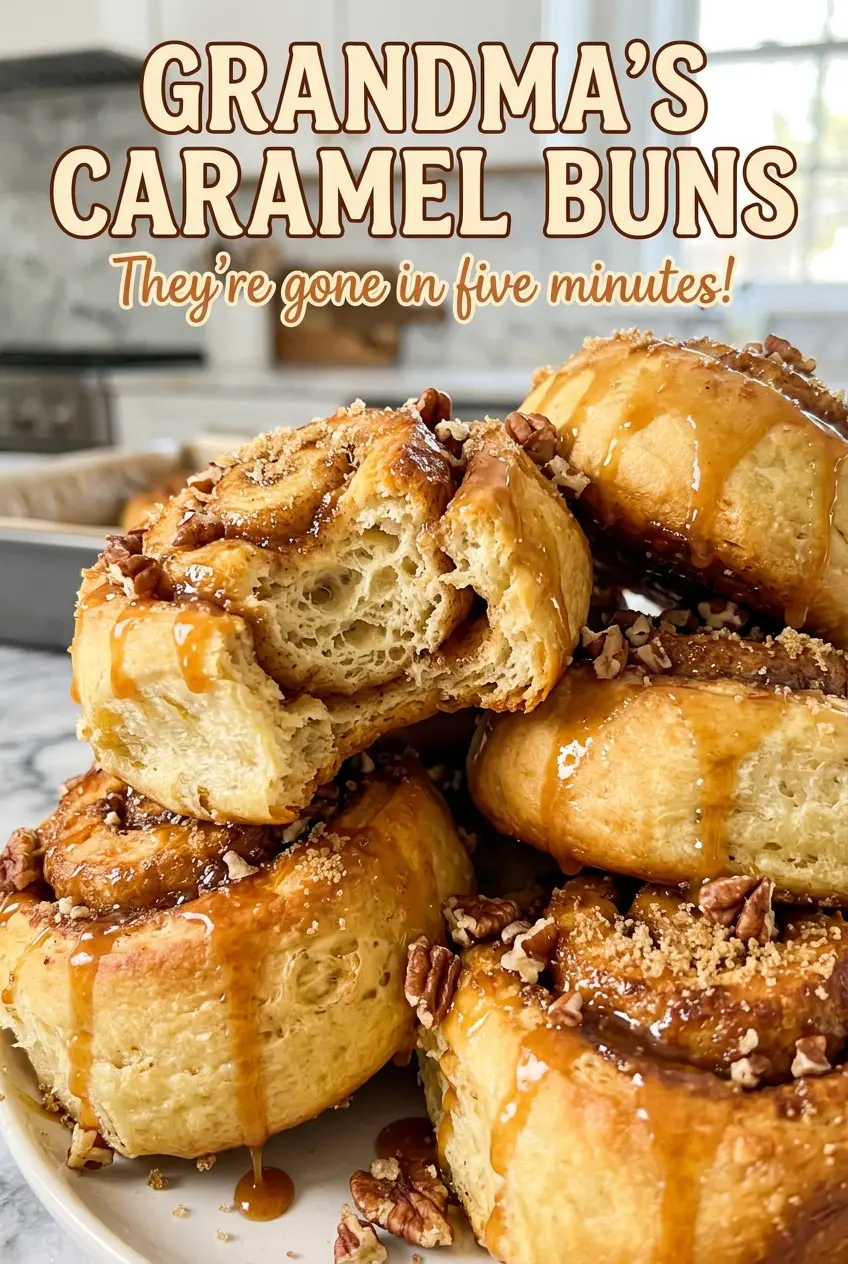 Grandmas Caramel Buns cinnamon-swirled and sticky
