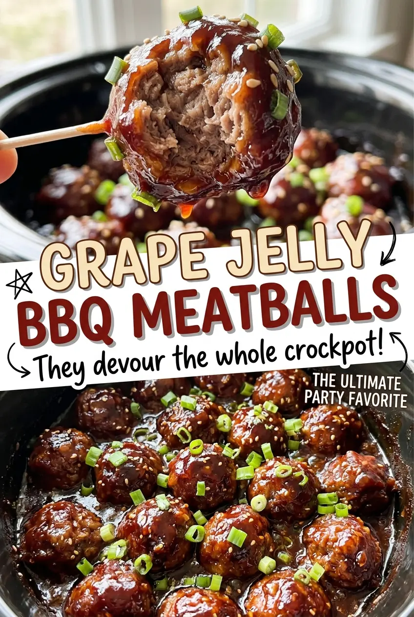 Grape Jelly BBQ Meatballs sticky tender