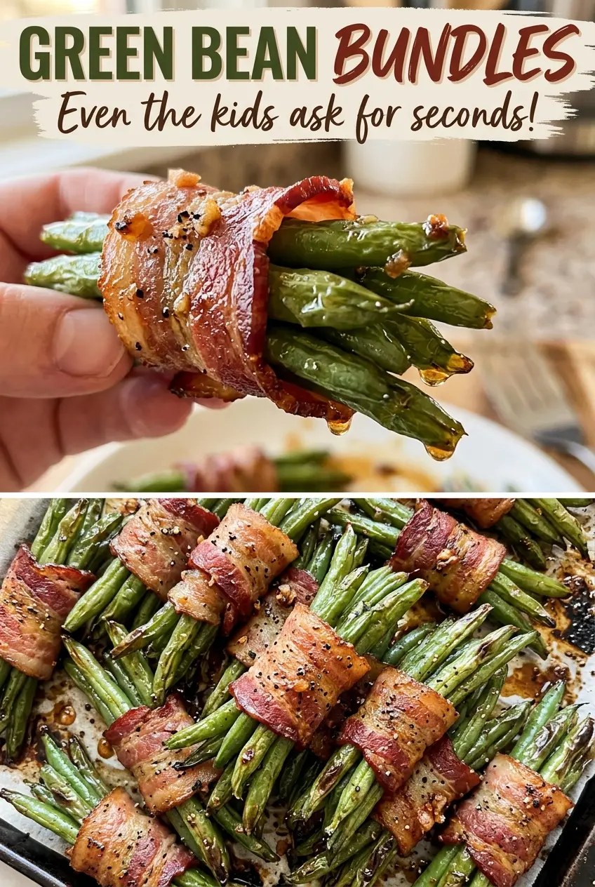 Green Bean Bundles with glossy brown-sugar glaze