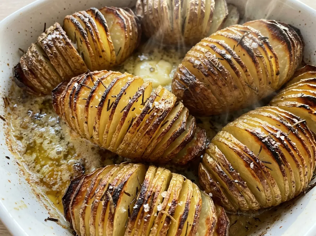 Hasselback potatoes crisp browned