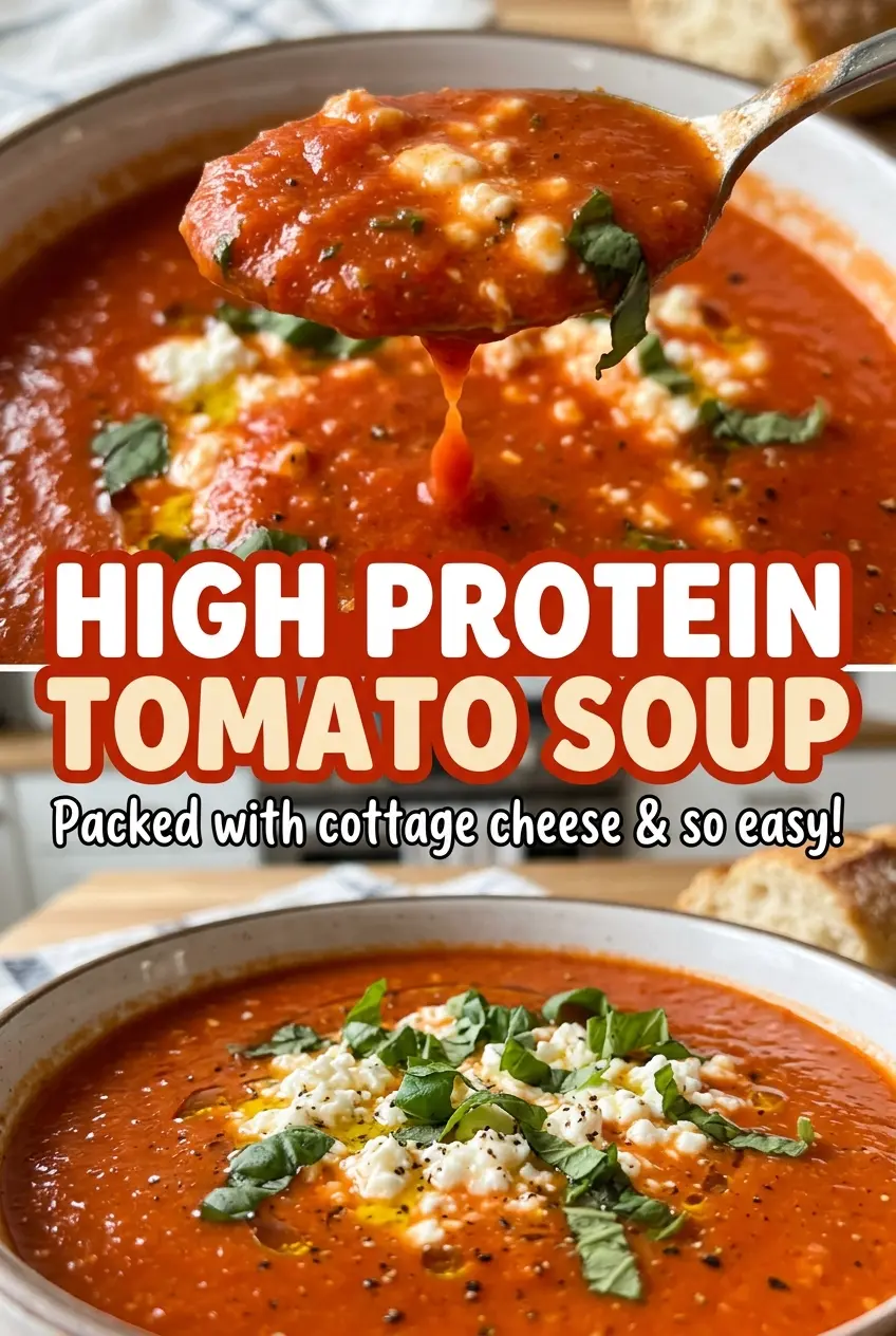 High Protein Tomato Soup, silky and savory