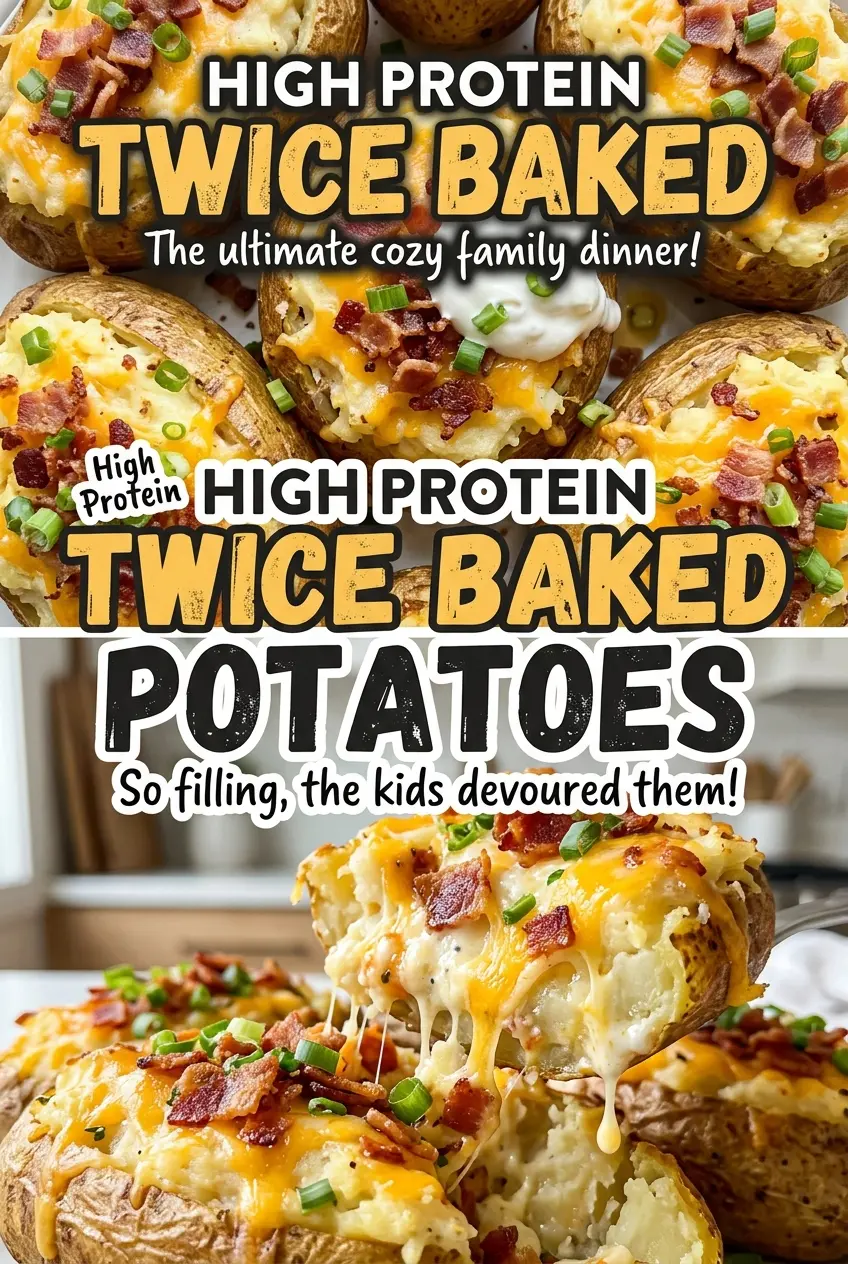 High Protein Twice Baked Potatoes creamy potato filling