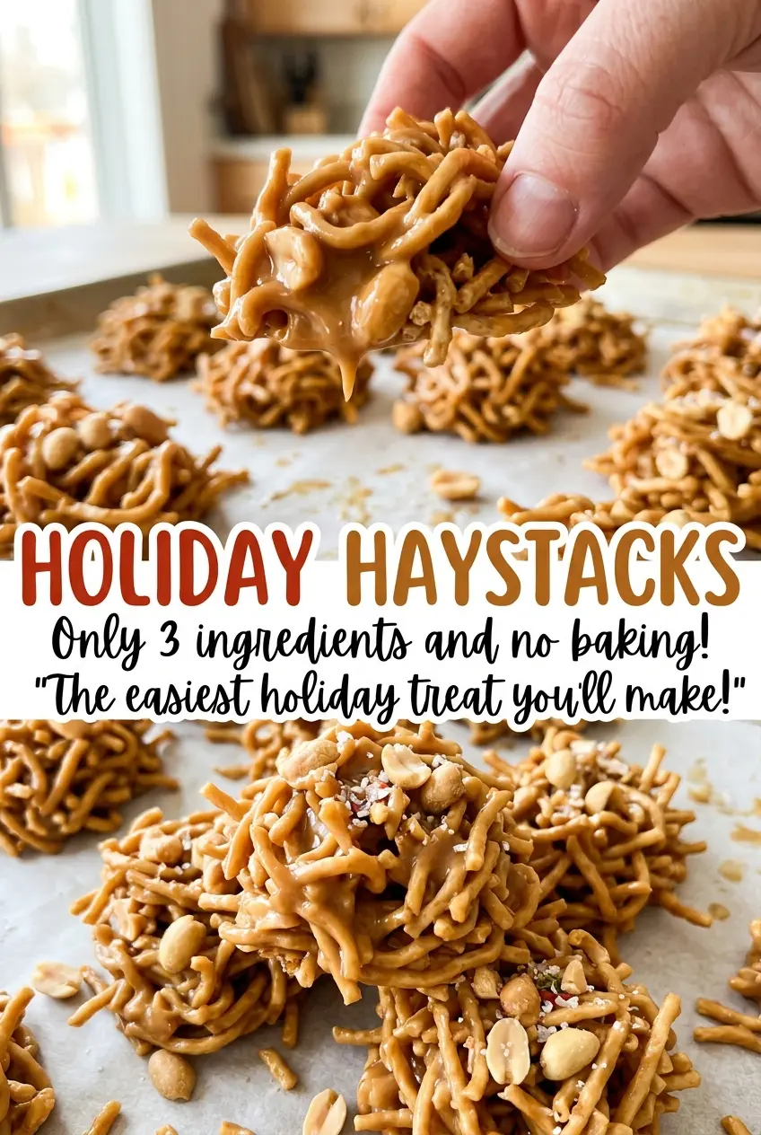 Holiday Haystacks festive crunchy candy clusters