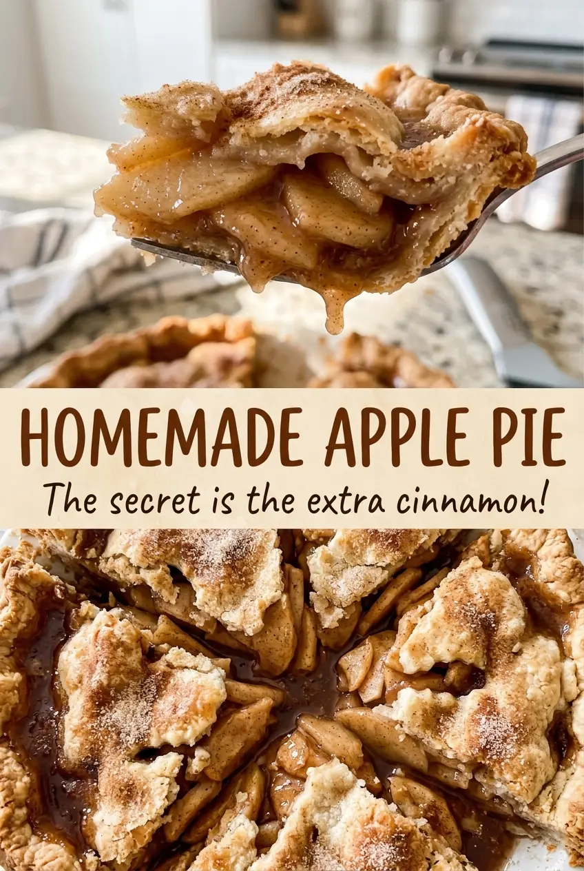 Homemade apple pie with golden crimped crust