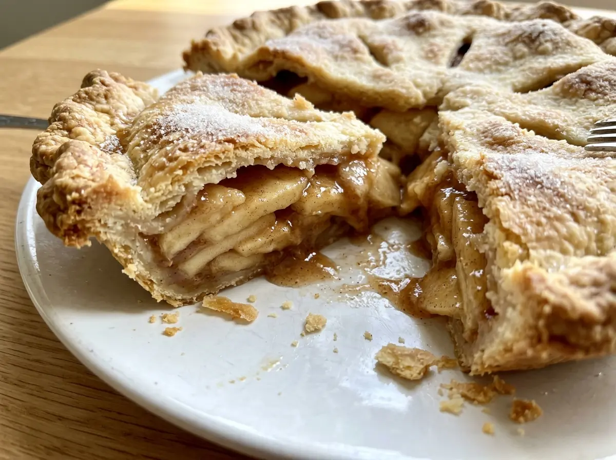Homemade apple pie with bubbling spiced filling