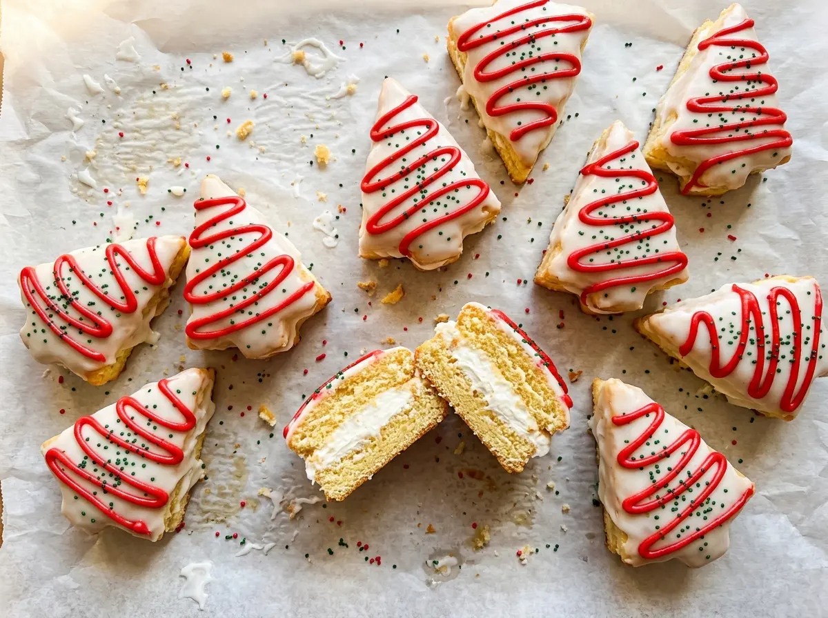 Homemade Little Debbie Christmas Tree Cakes, white candy-coated