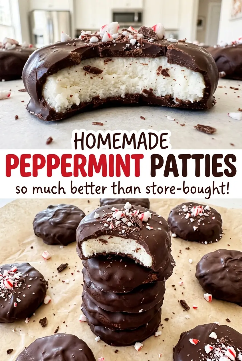 Homemade peppermint patties minty creamy centers