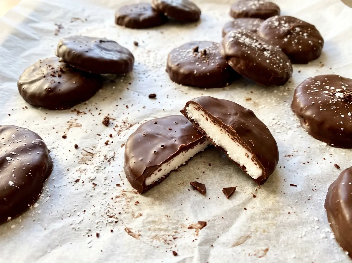 Homemade peppermint patties smooth chocolate shells