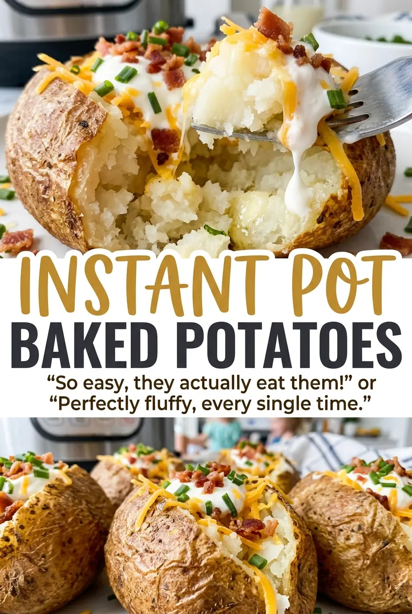 Instant Pot Baked Potatoes tender russet skins