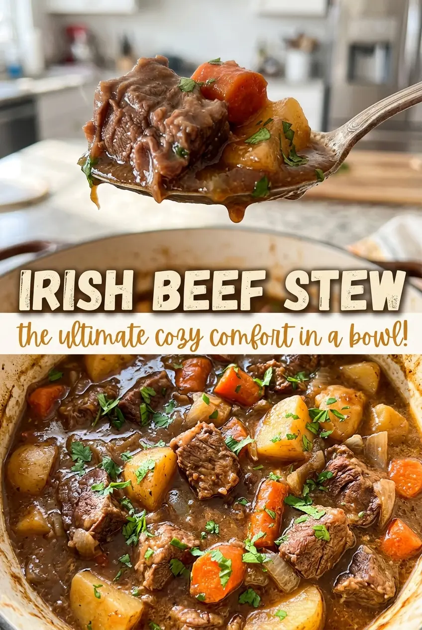 Irish beef stew, tender and rustic