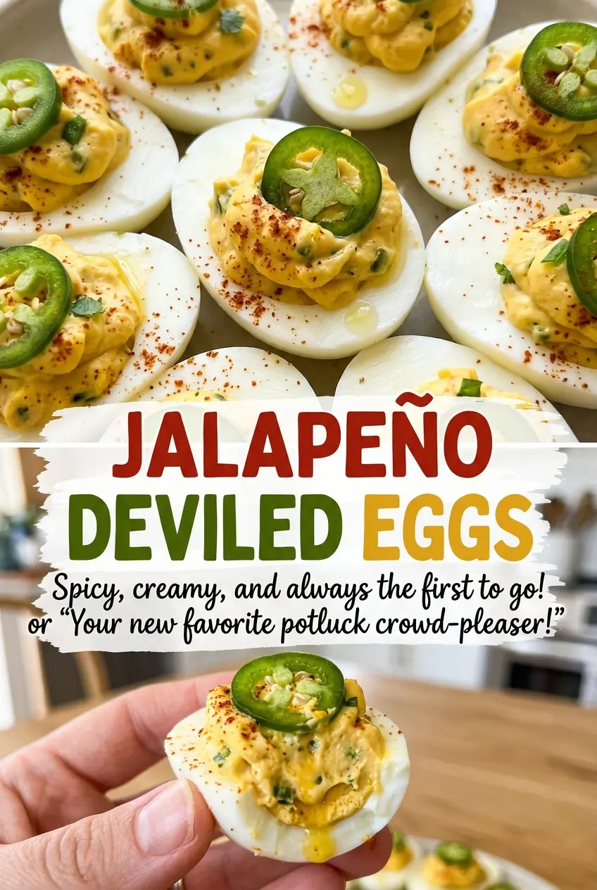 Jalapeno Deviled Eggs creamy peppery filling