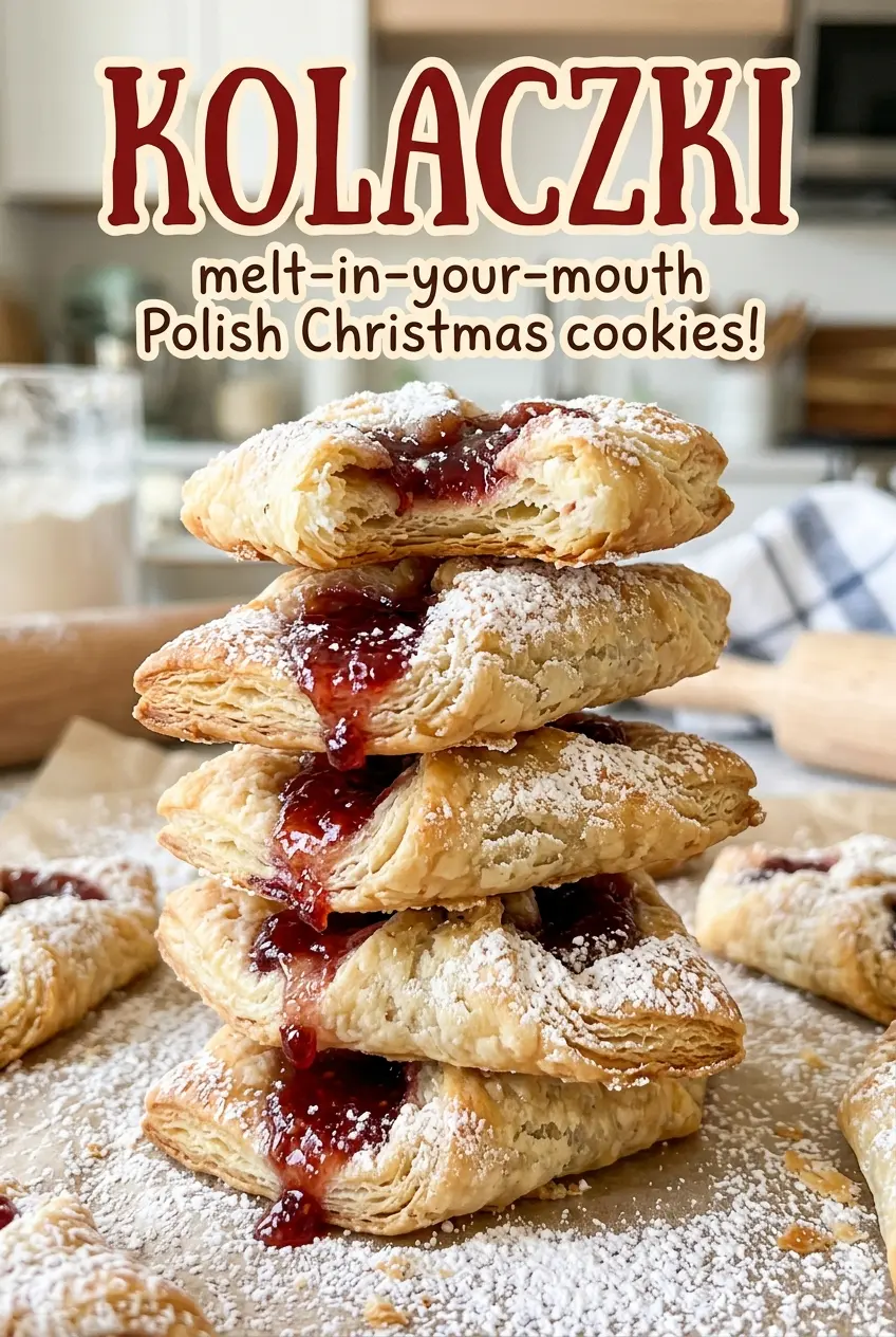 Kolaczki powdered-sugar apricot pastries