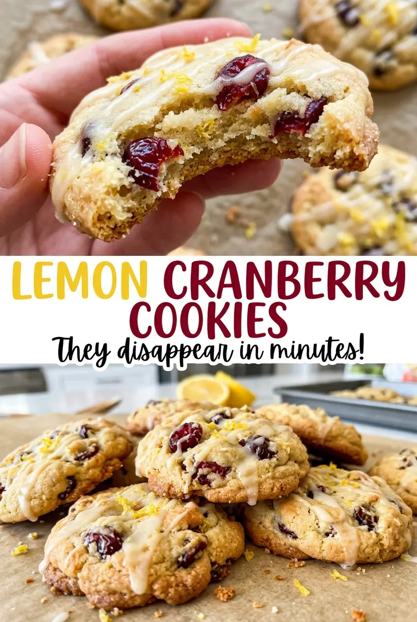 Lemon cranberry cookies with tender centers