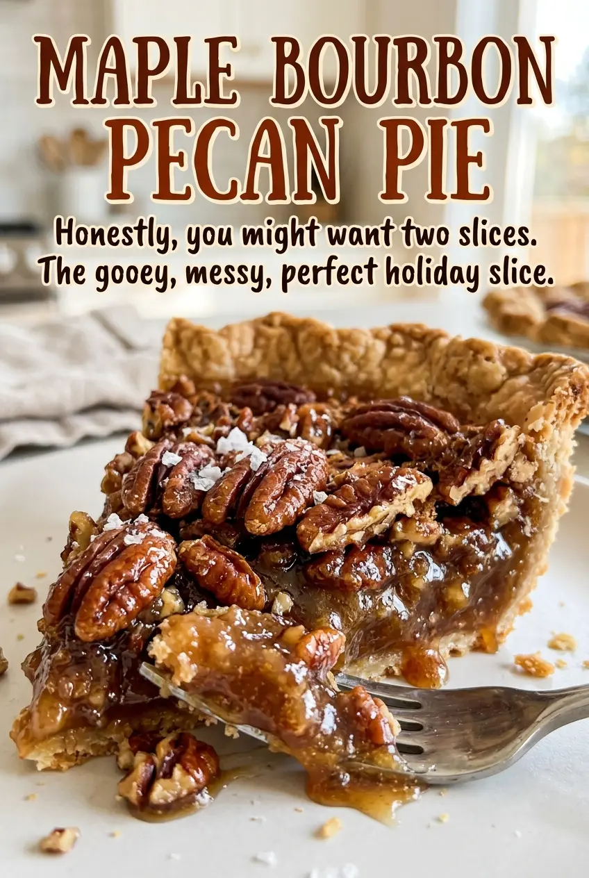 Maple Bourbon Pecan Pie toasted pecan halves