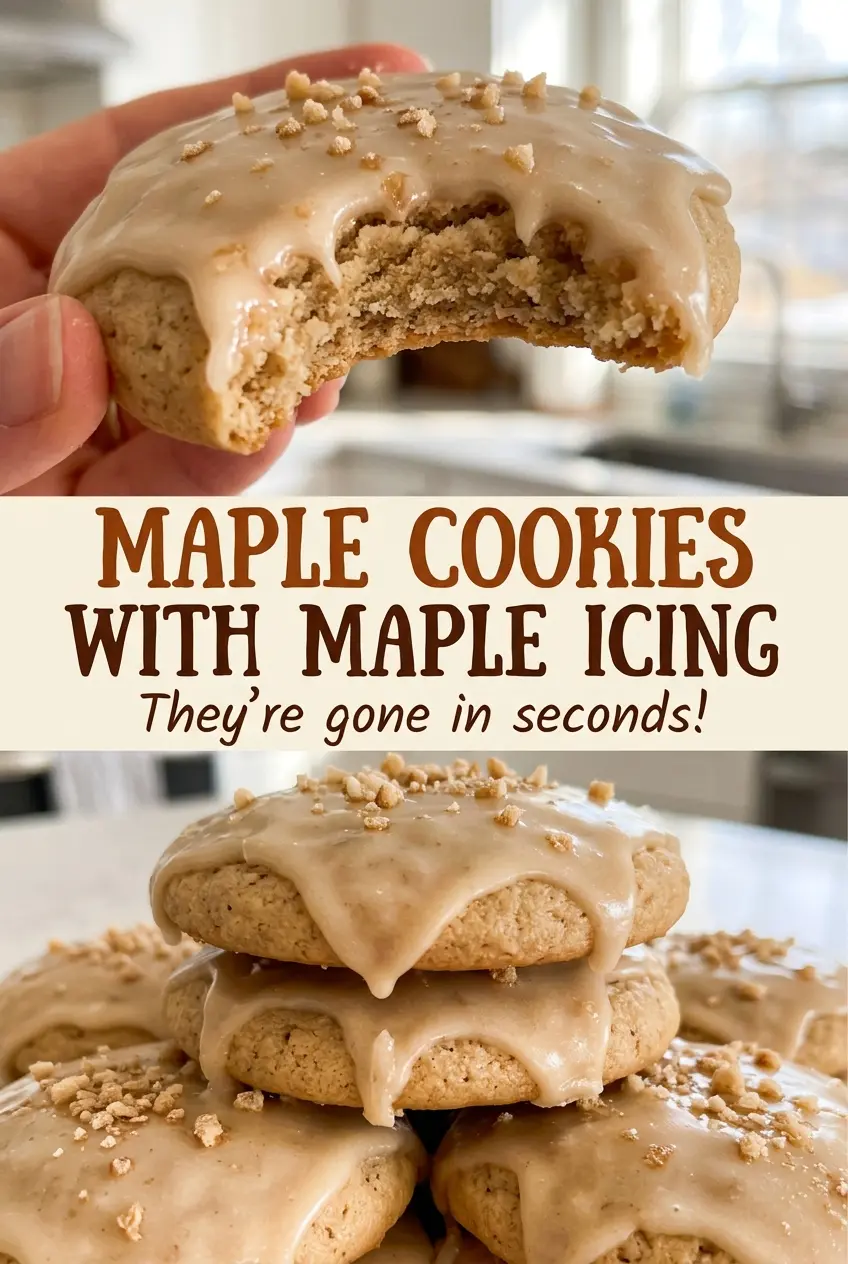 Maple cookies with maple icing, golden edges