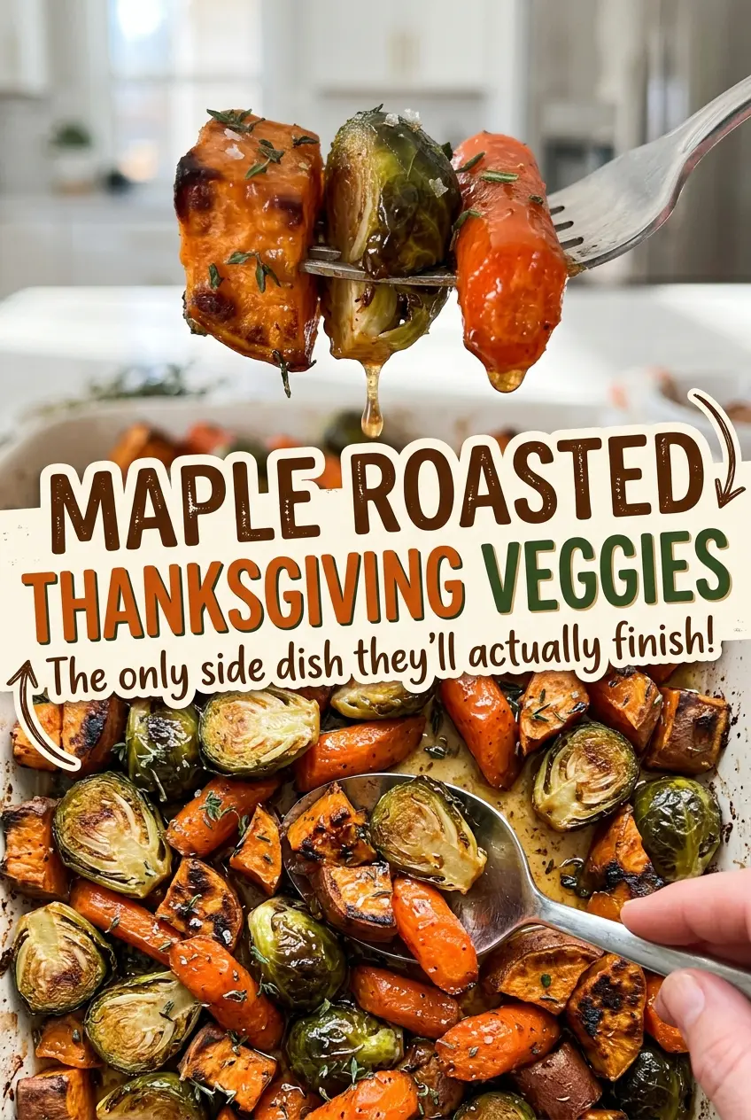 Maple Roasted Thanksgiving Veggies on serving platter