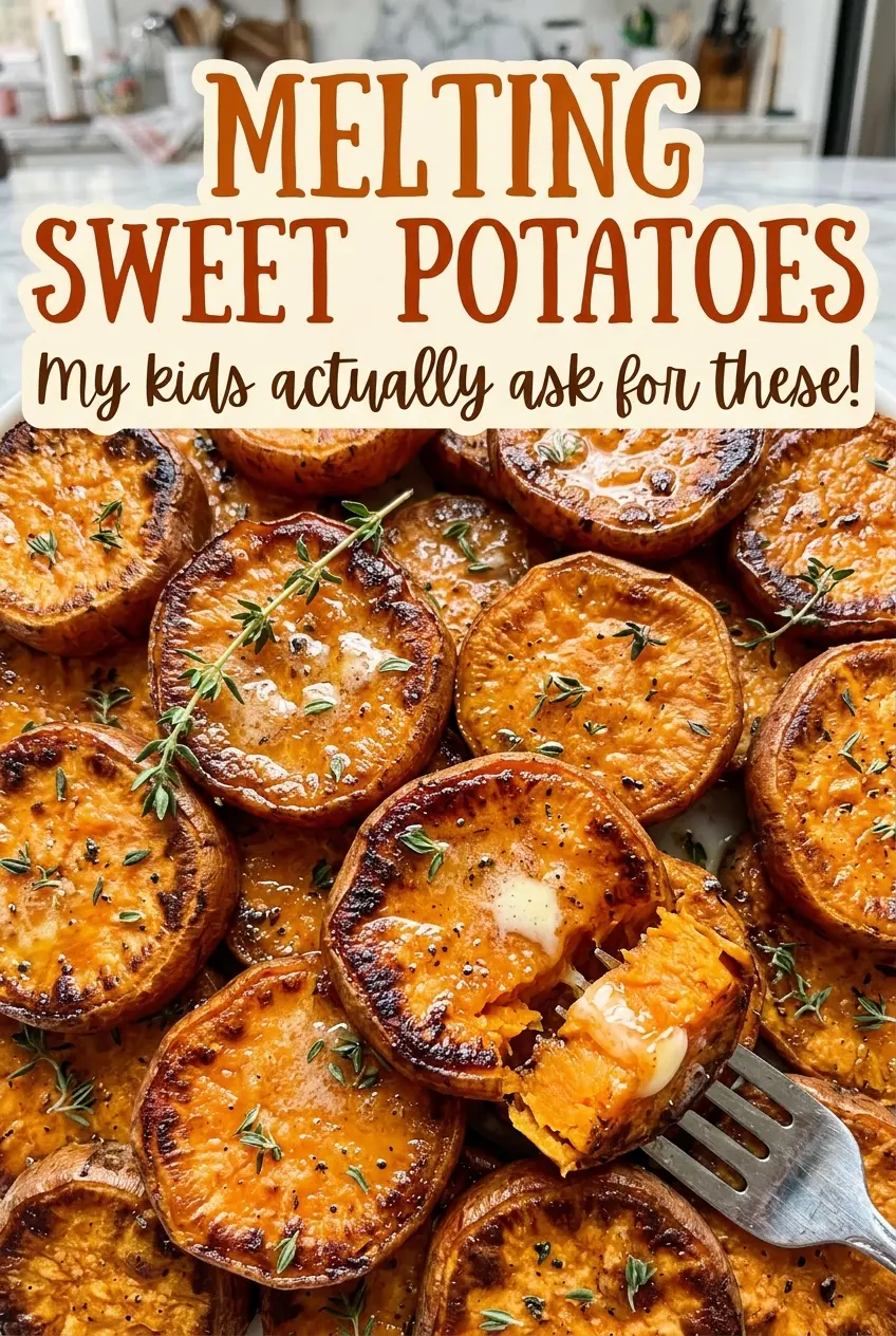 Melting Sweet Potatoes with thyme and browned edges