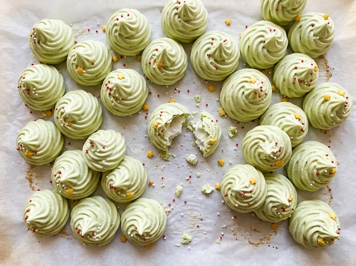 Meringue Christmas Trees with crisp green peaks