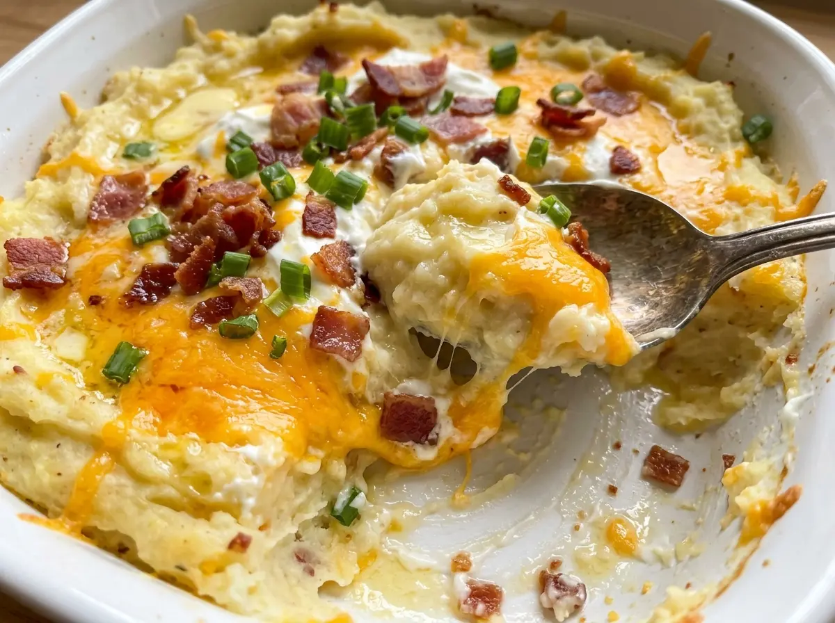 Million Dollar Mashed Potatoes cheesy bacon-topped casserole