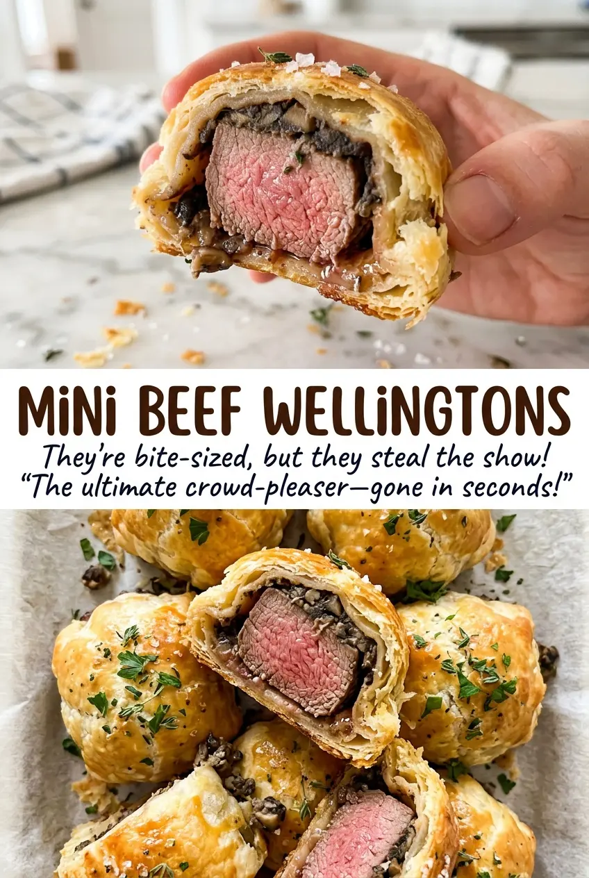 Mini Beef Wellingtons golden pastry