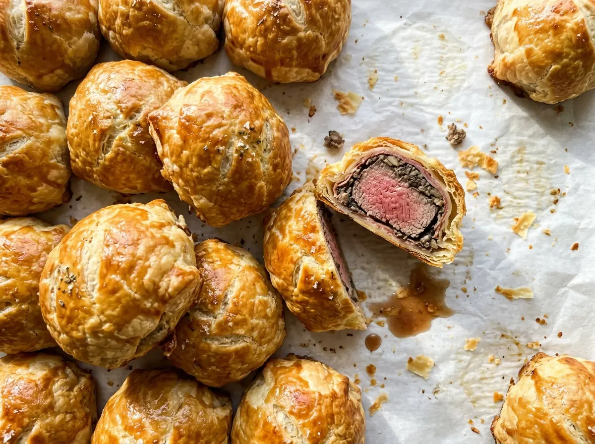 Mini Beef Wellingtons golden pastry