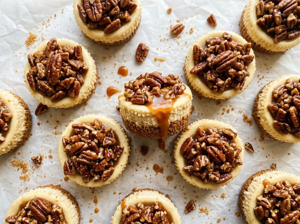 Mini Pecan Pie Cheesecakes creamy pecan-topped bites