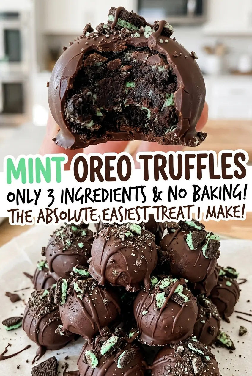 Mint Oreo Truffles with smooth semisweet shells