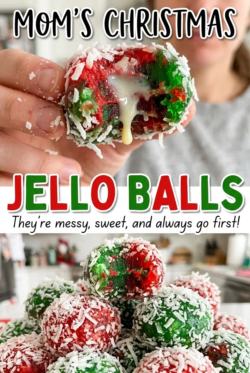 Mom's Christmas Jello Balls festive coconut bites