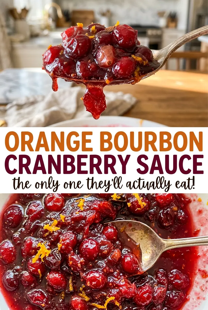 Orange Bourbon Cranberry Sauce ruby citrusy spoonable