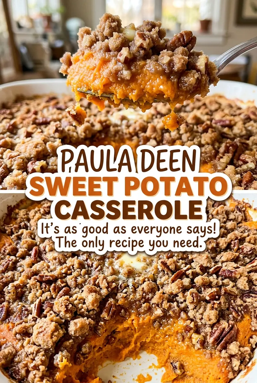 Paula Deen Sweet Potato Casserole creamy pecan crumble