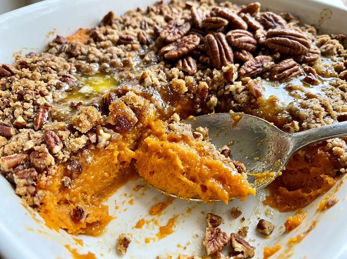 Paula Deen Sweet Potato Casserole golden pecan topping