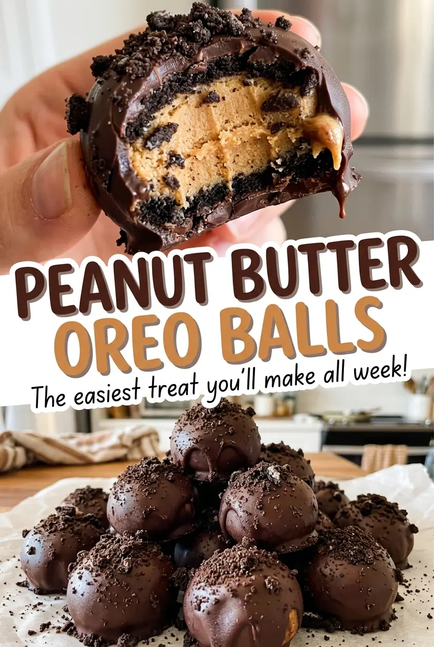 Peanut Butter Oreo Balls with smooth chocolate shell