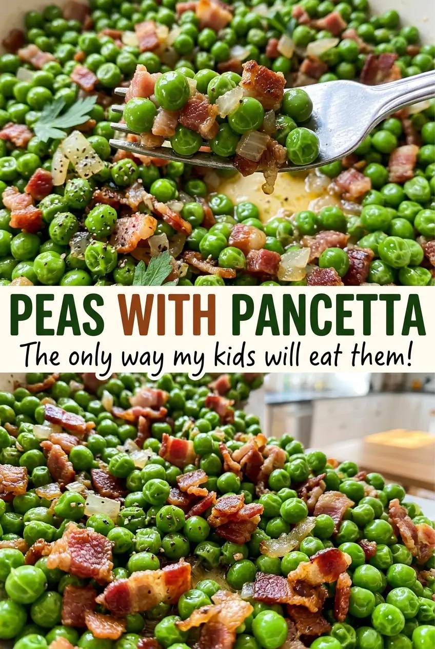 Peas with Pancetta, buttery and savory