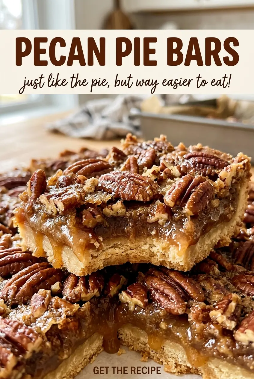 Pecan Pie Bars glossy pecan filling