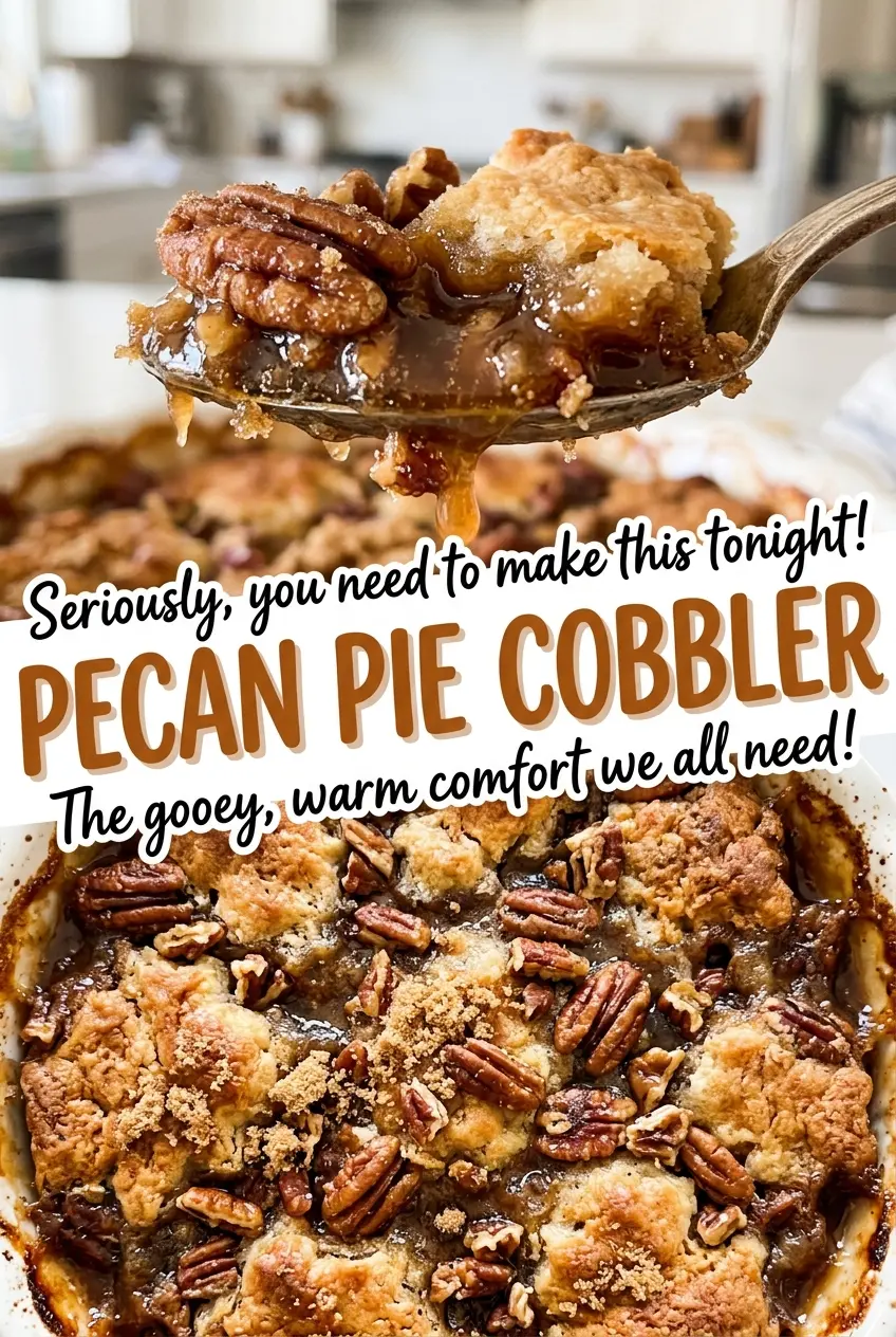 Pecan Pie Cobbler flaky pecan topping