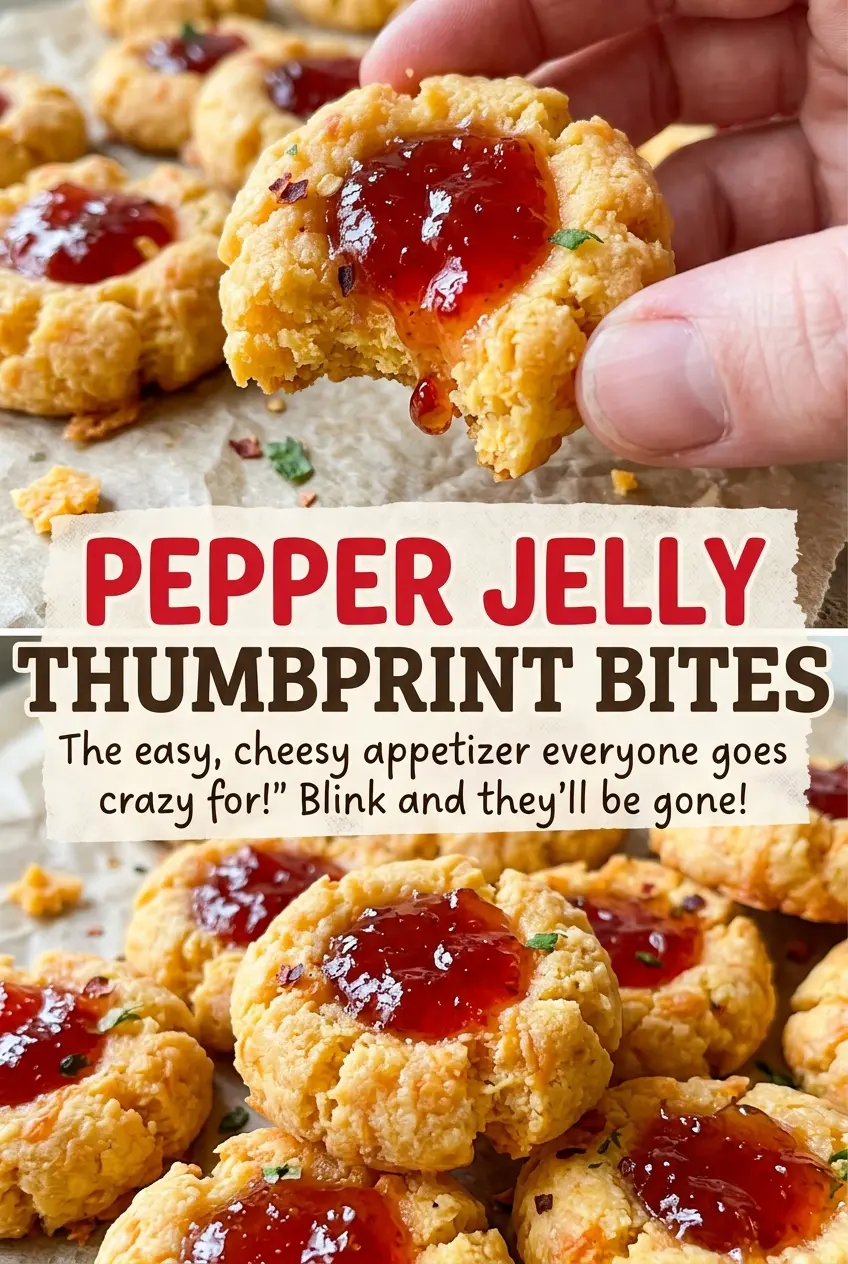 Pepper Jelly Thumbprint Bites crisp golden edges