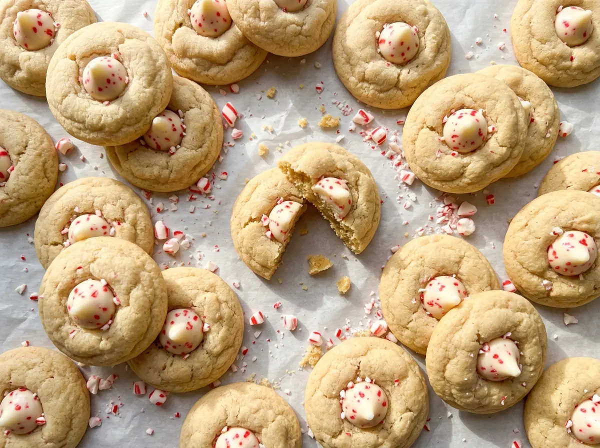 Peppermint Kiss Cookies cracked chocolate cookies