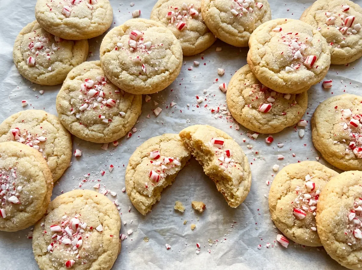 Peppermint Sugar Cookies with glazed candy crunch